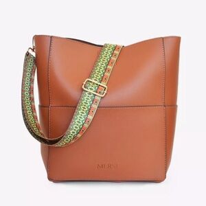 MERSI Demi Bucket Bag  cognac hue color,Faux Leather Purse